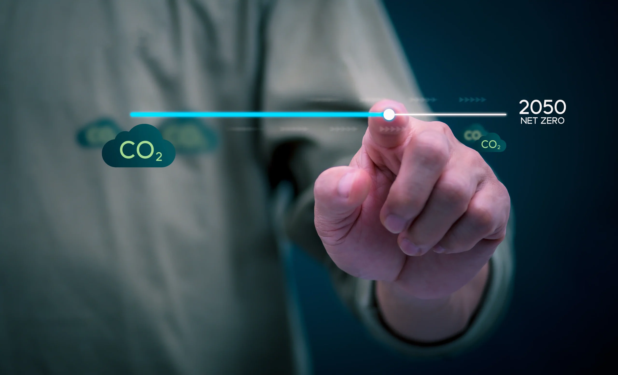 Person holding transparent digital CO2 meter